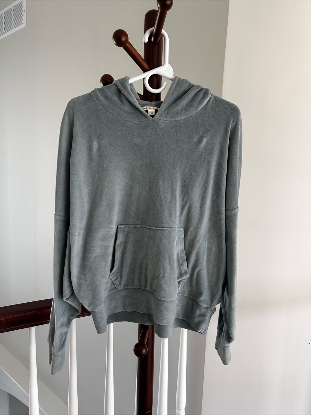 Women velvet hoodie - Slate Green